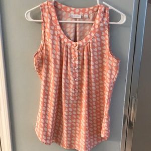 Pink tank blouse with white polka dots